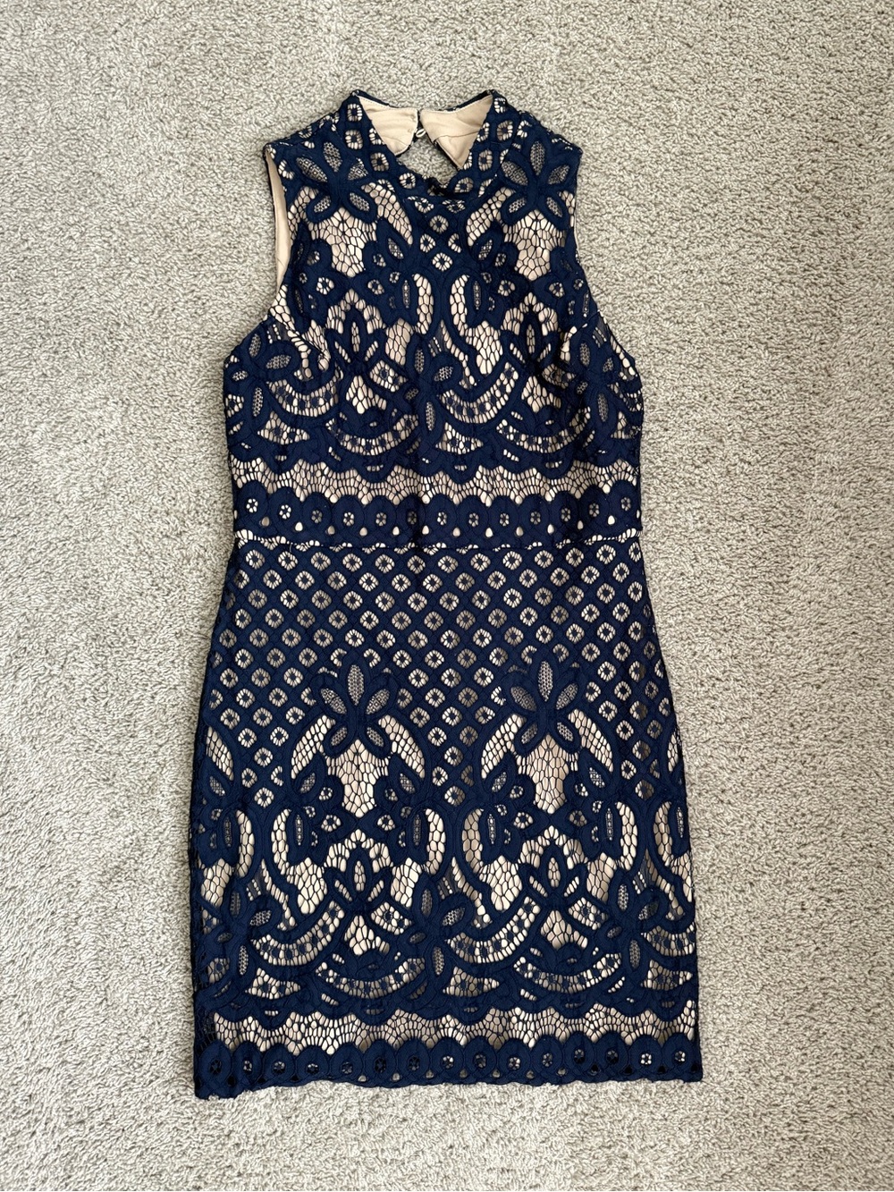 Sleeveless Navy Lace Dress